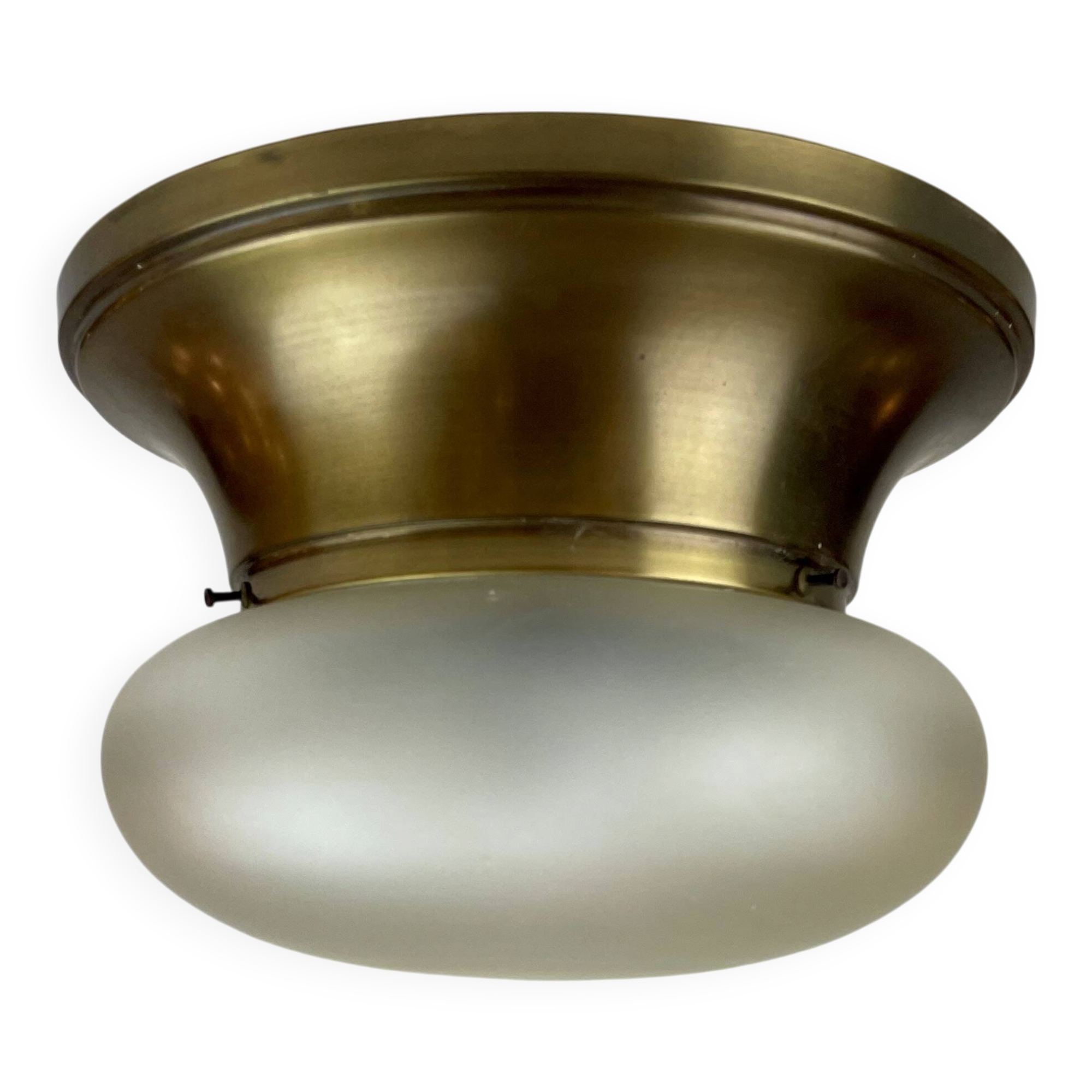 Brass & Murano Glass Ceiling Lamp, Italy, 1960s