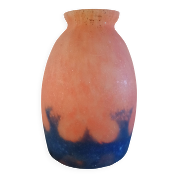 TULIP chandelier or lamp Marbled glass - Orange blue purple - Art Deco