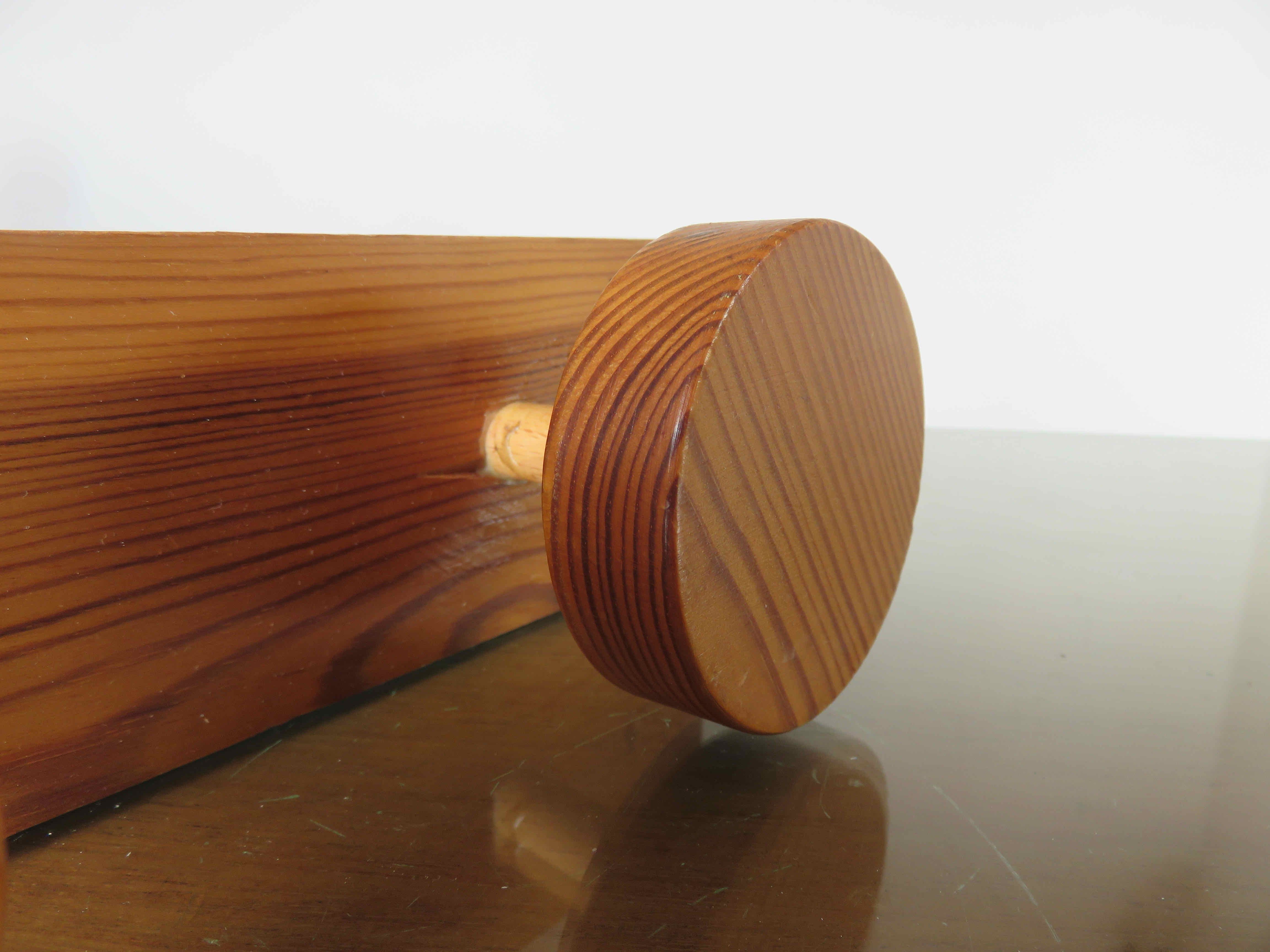 Scandinavian wall coat rack, in 70s pine