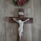 Polychrome Christ, nineteenth crown in patinated plaster