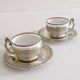 Victorian Alpaca Silver Tea or Coffee Pair of Cups and Plates, England 19th C.