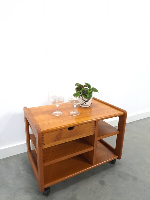 Chariot audio en teck danois avec tiroir meuble TV vintage