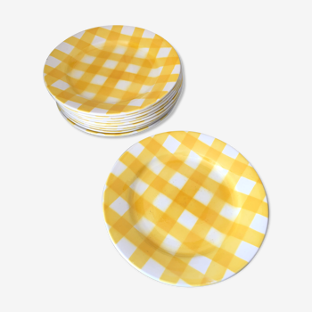 Dessert plates Sarreguemines yellow tiles