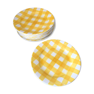 Assiettes à dessert Sarreguemines carreaux jaunes