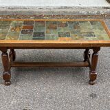 Vintage solid wood and tile coffee table