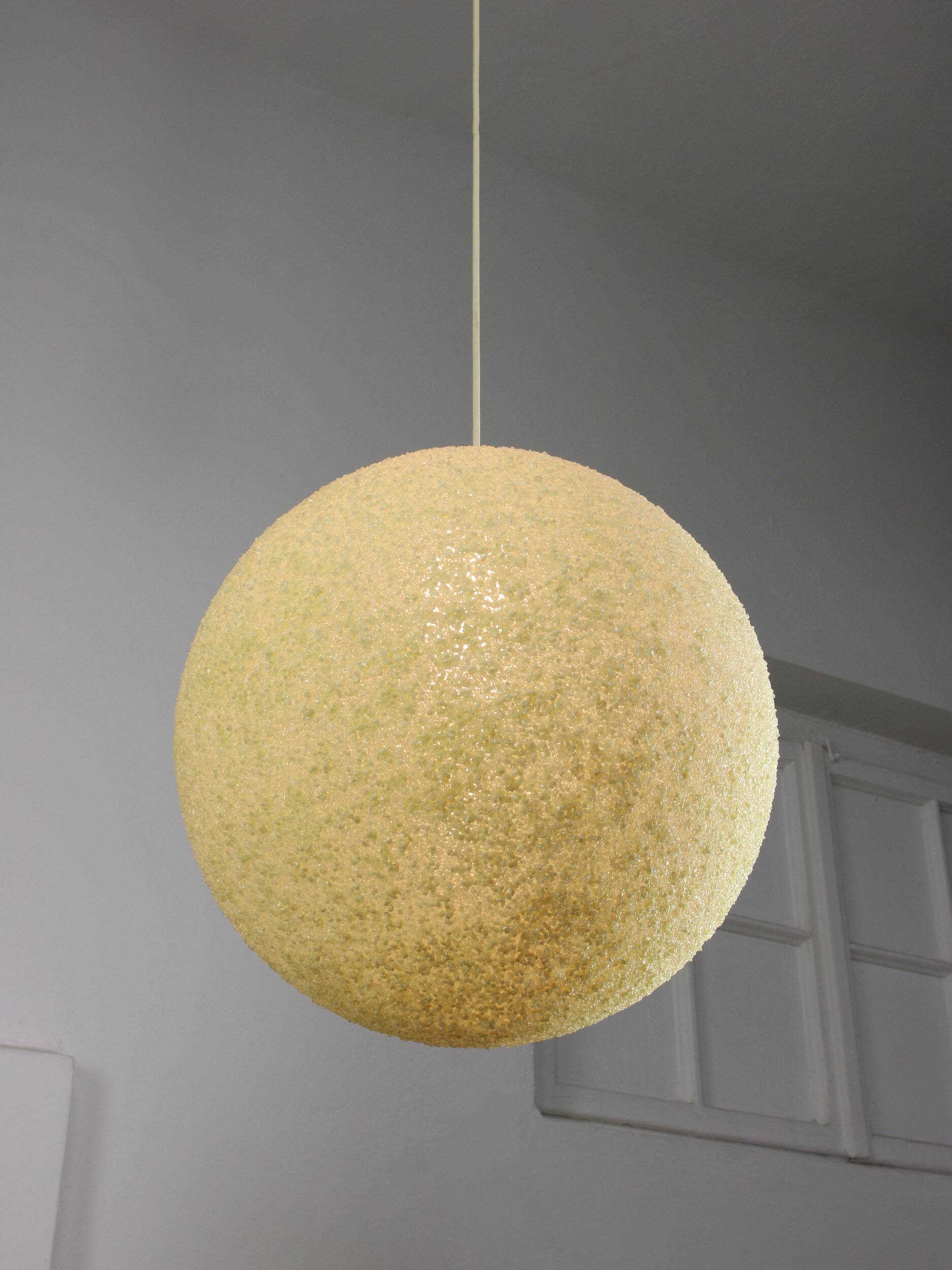 Vintage 1960s Granulate Ball Pendant Lamp: Mid-Century Modern Sphere Light