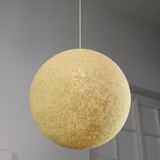 Vintage 1960s Granulate Ball Pendant Lamp: Mid-Century Modern Sphere Light