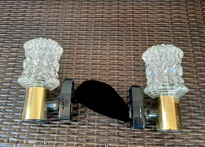 Targetti Sankey wall lamps in gilded brass, 1970's, Italy