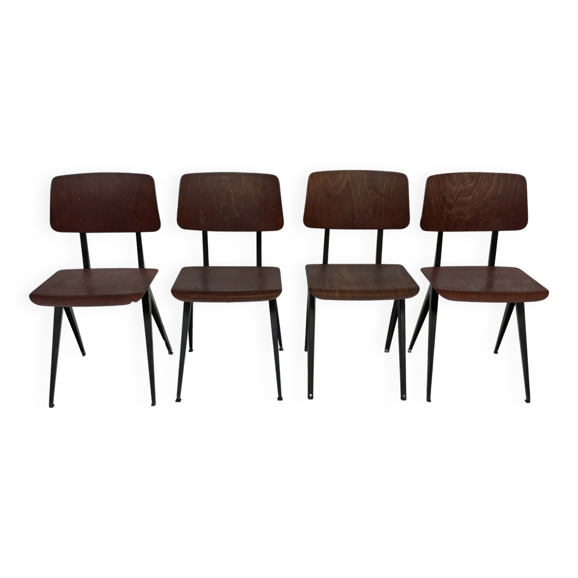 Set of 4 vintage school chairs Galvanitas S16 Netherlands Design