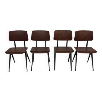 Set of 4 vintage school chairs Galvanitas S16 Netherlands Design