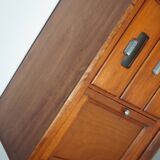 large vintage french oak haberdashery cabinet or shop counter, 1950s