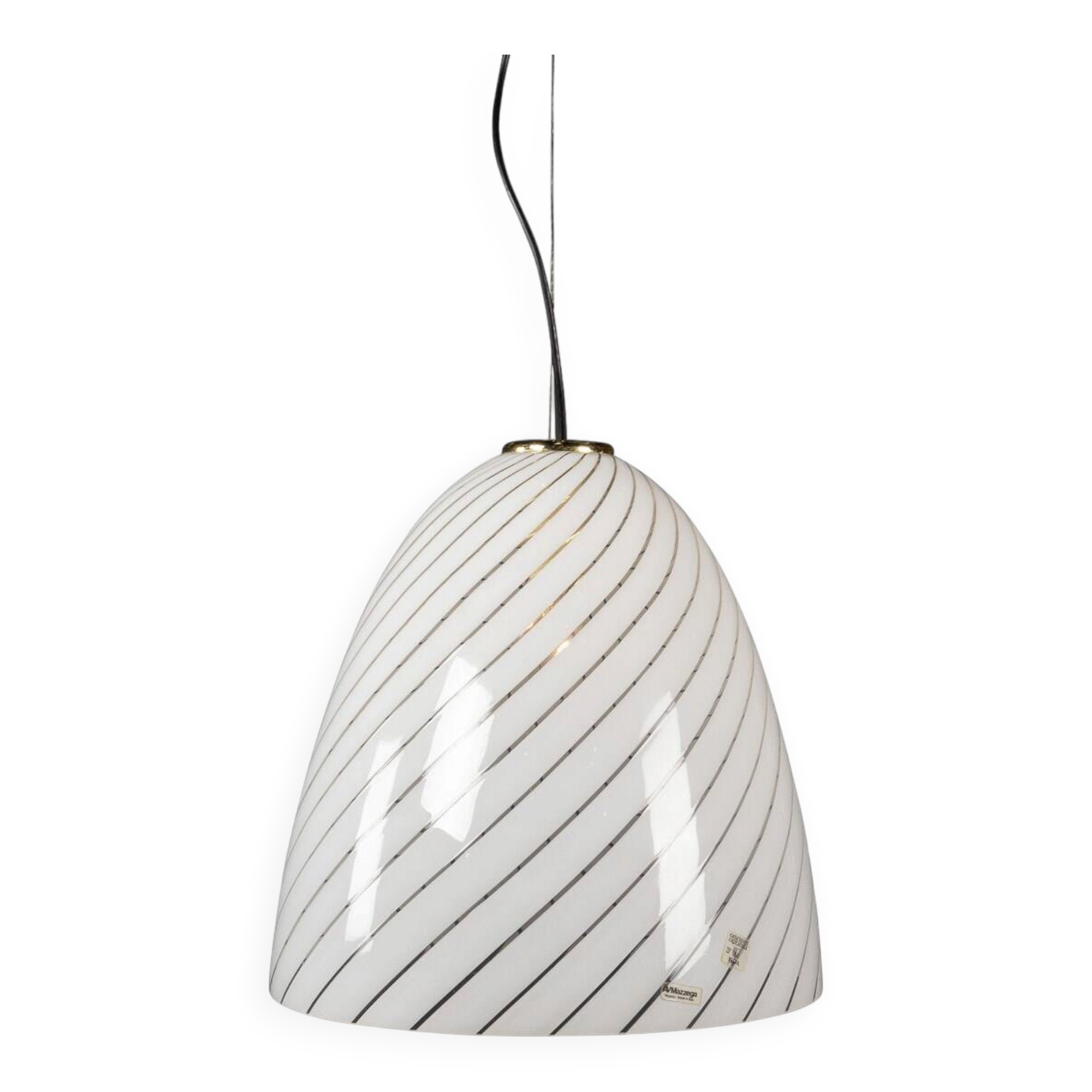 Mid 20thc italian murano glass swirl bowl pendant light by avmazzega c.1970