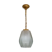 Suspension en métal doré et verre sablé