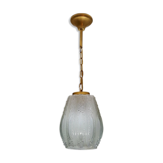 Suspension en métal doré et verre sablé