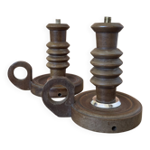 Pair vintage wooden table lantern lamps