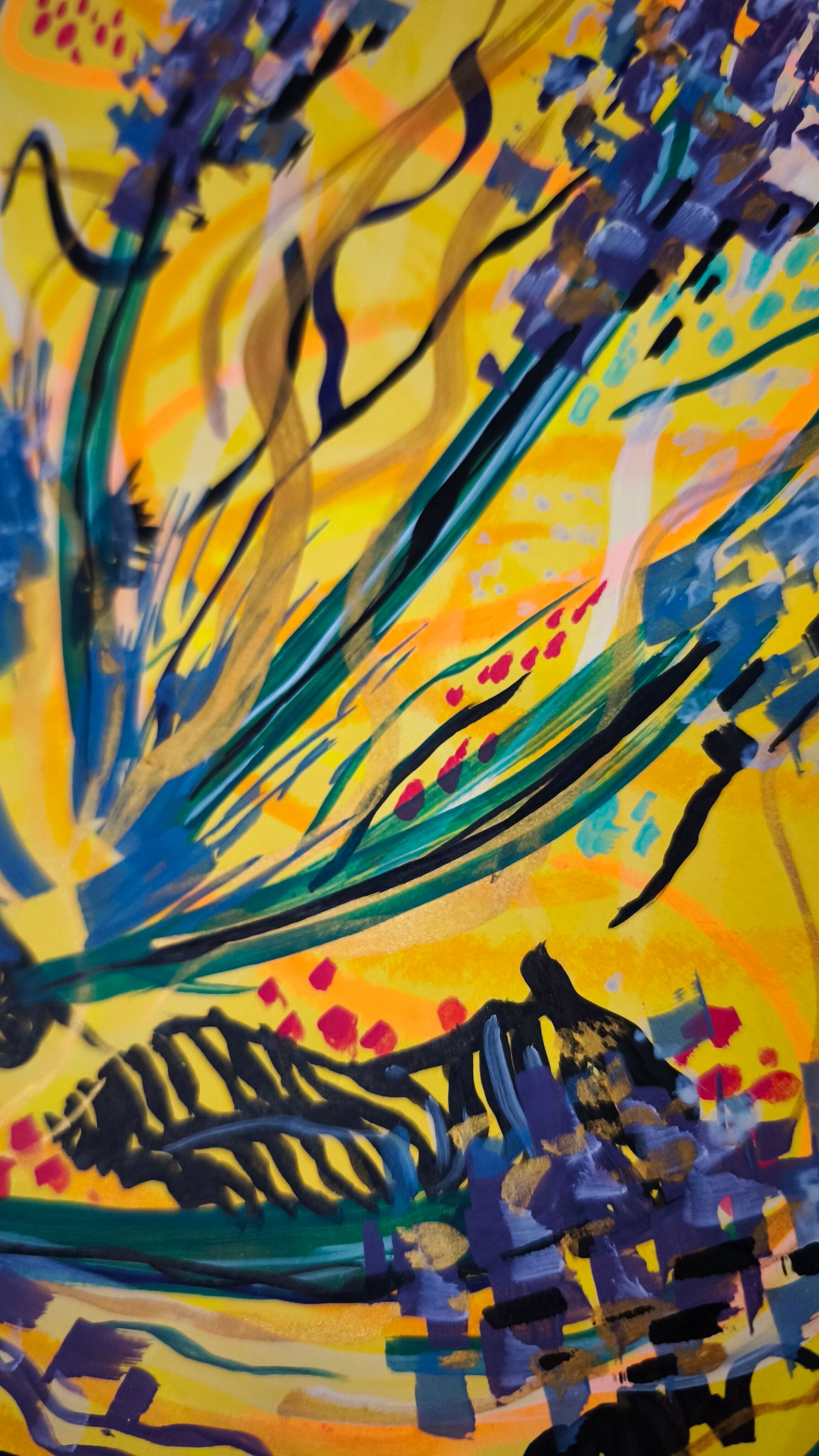 Affiche illustration abstrait fleurs