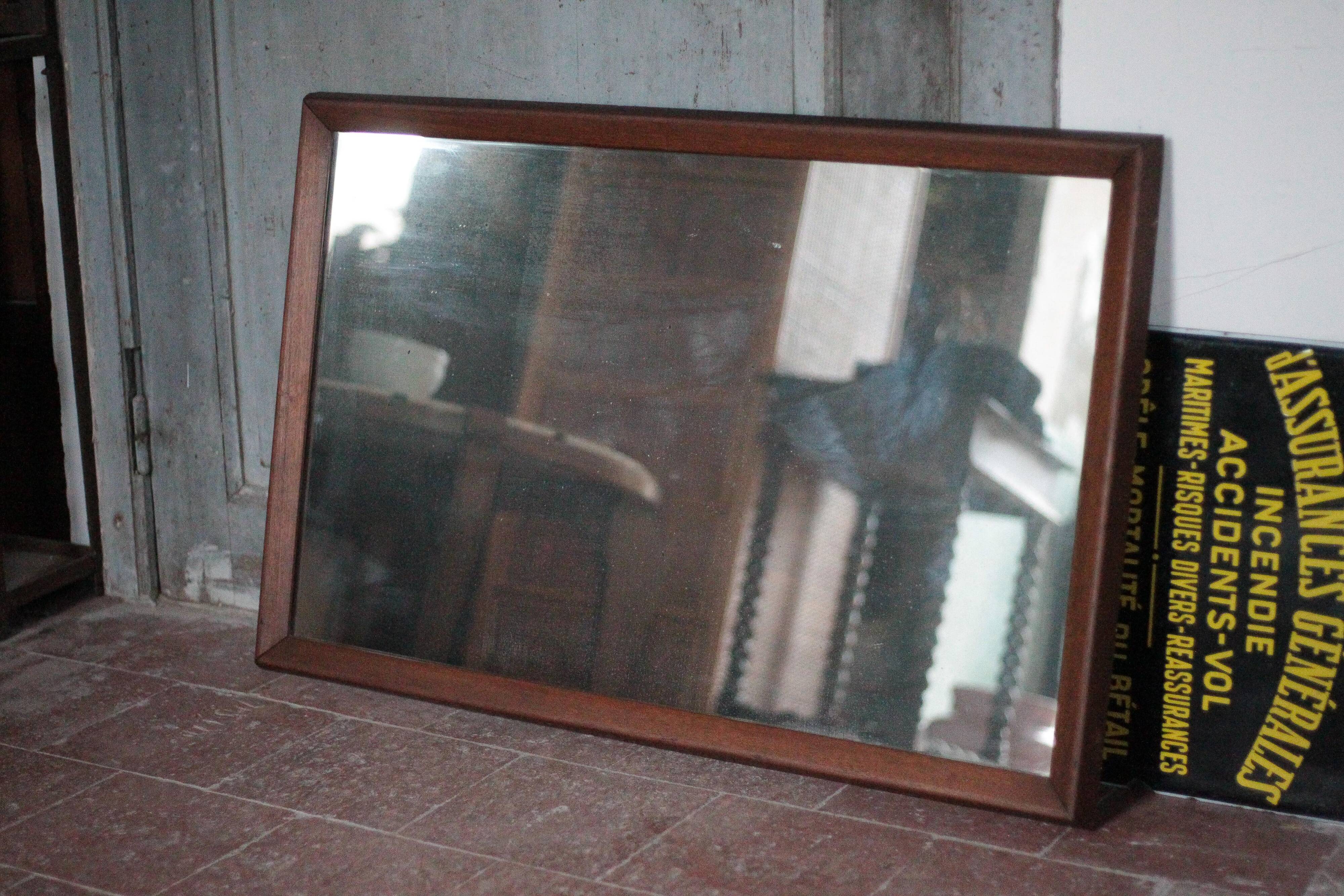 Large vintage wooden mirror, wall mirror, wall mirror, Scandinavian style