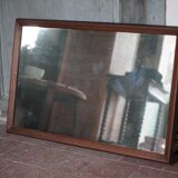 Large vintage wooden mirror, wall mirror, wall mirror, Scandinavian style