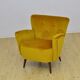 Fauteuil en velours jaune du milieu du siècle, années 1960