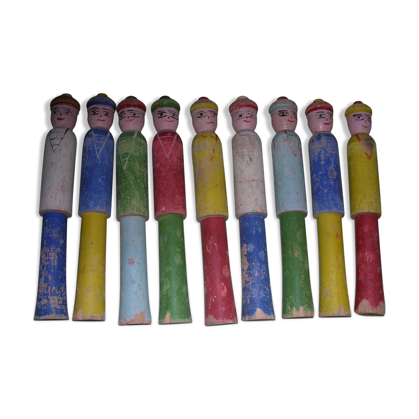 Set of 9 wooden pins