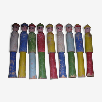 Set of 9 wooden pins