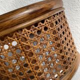 Duo wall lights, 3 M fabric cable, rattan and cane, 70s