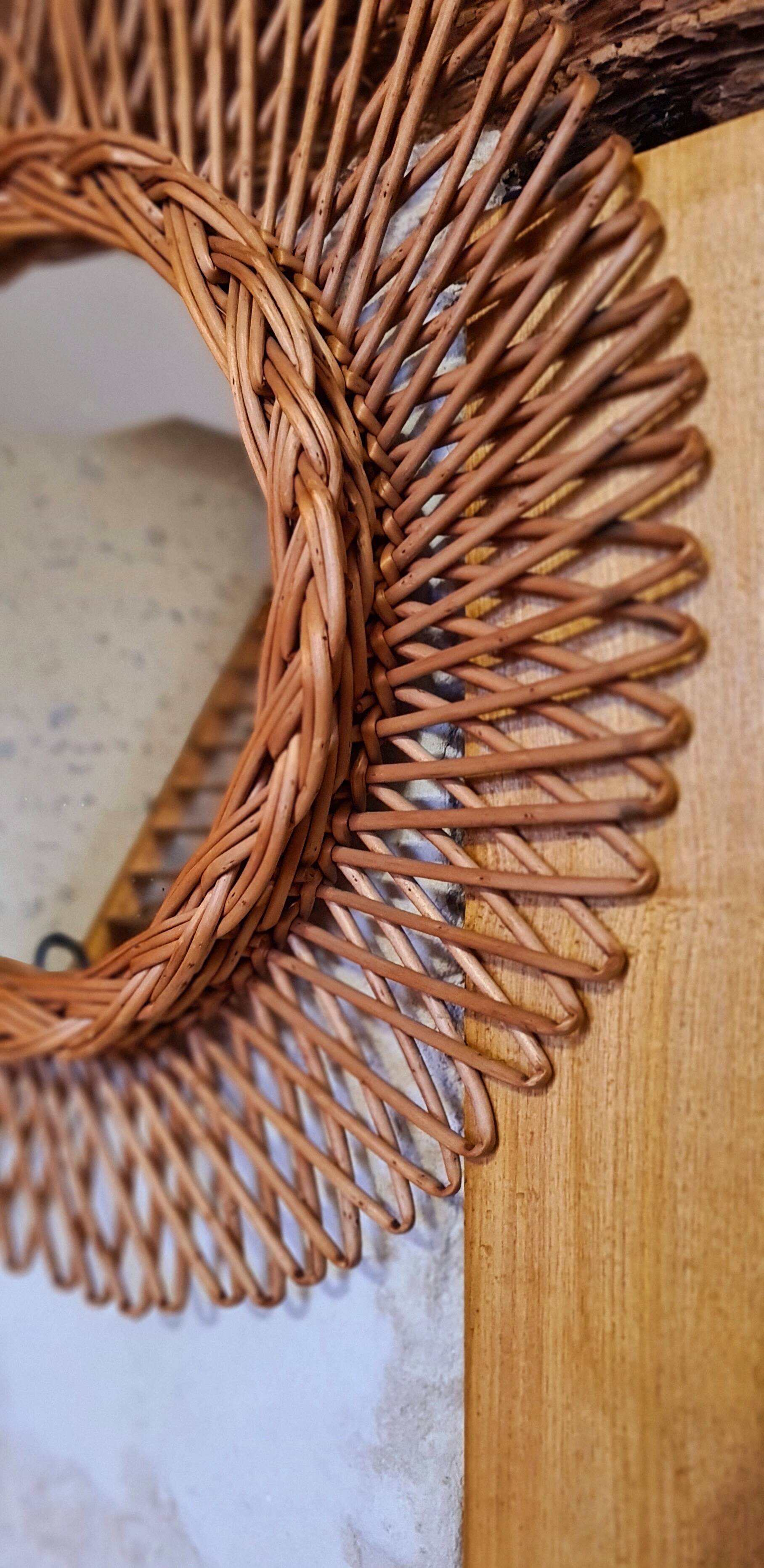 Vintage rattan mirror