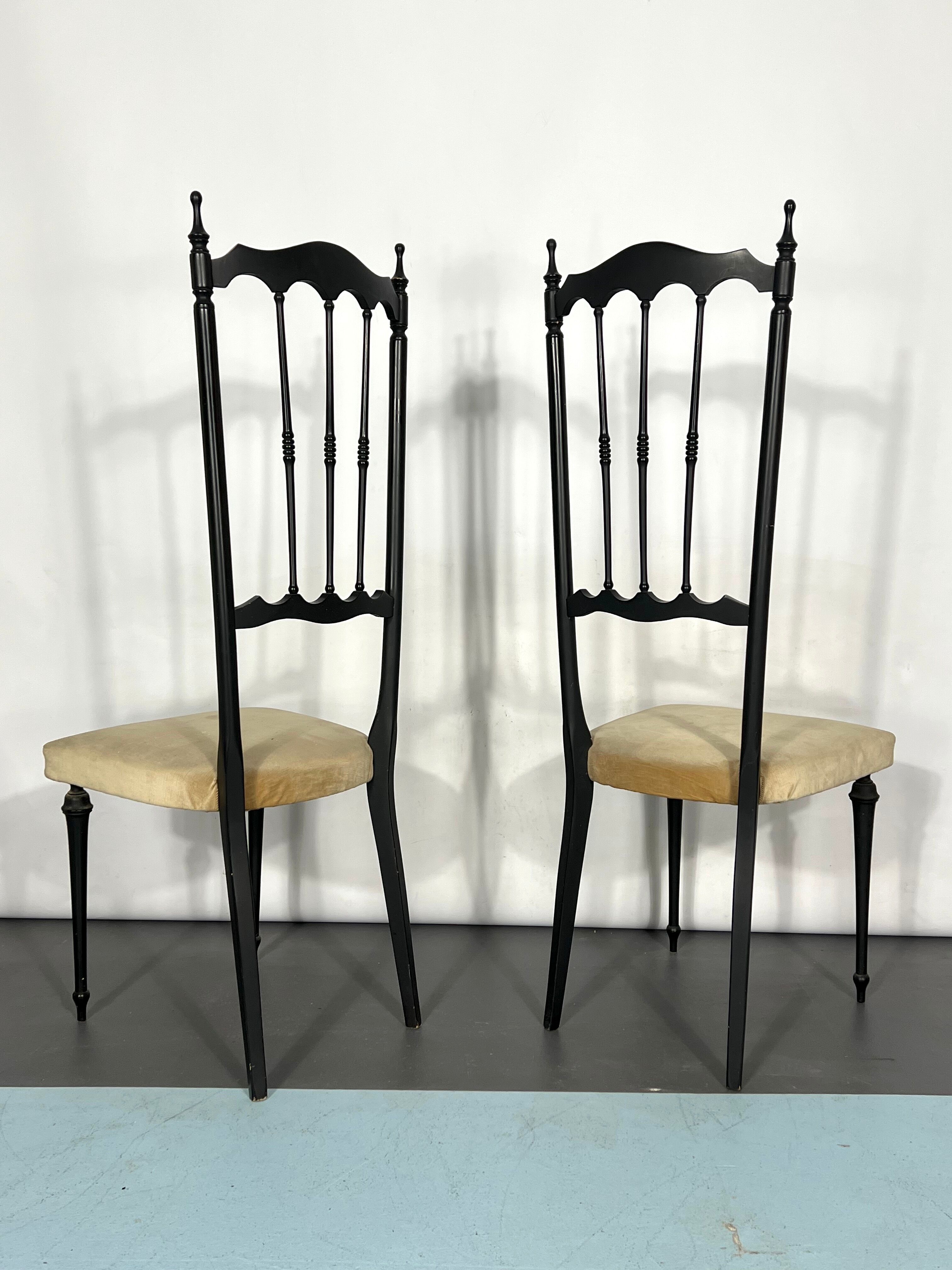 Italian Vintage set of two side Chiavari chairs from 50s