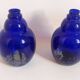 Pair of colbat blue art deco vase with silver leaf inclusions height 24 cm