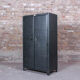 Industrial storage cabinet with 2 brushed steel swing doors, circa 1950