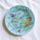 19th-century trio of plates in turquoise bird majolica.