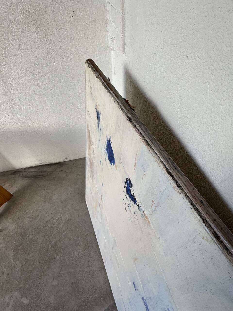 Toile abstraite blanche, peinture à l’huile XXème