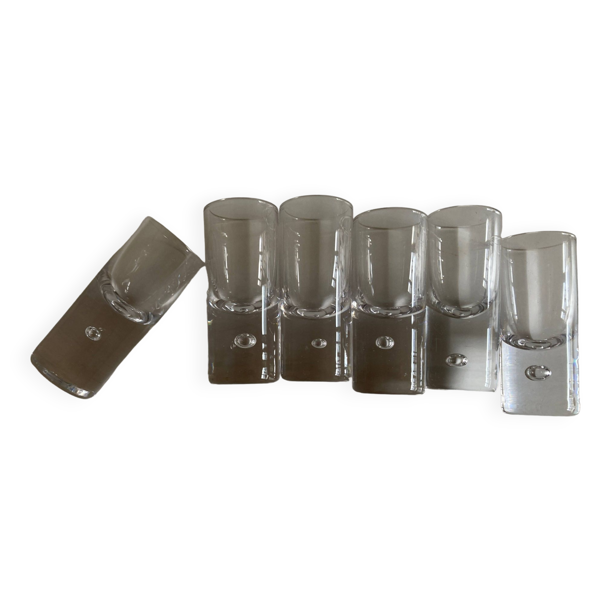 Set of 6 Scandinavian bubble foot vodka shots 1970