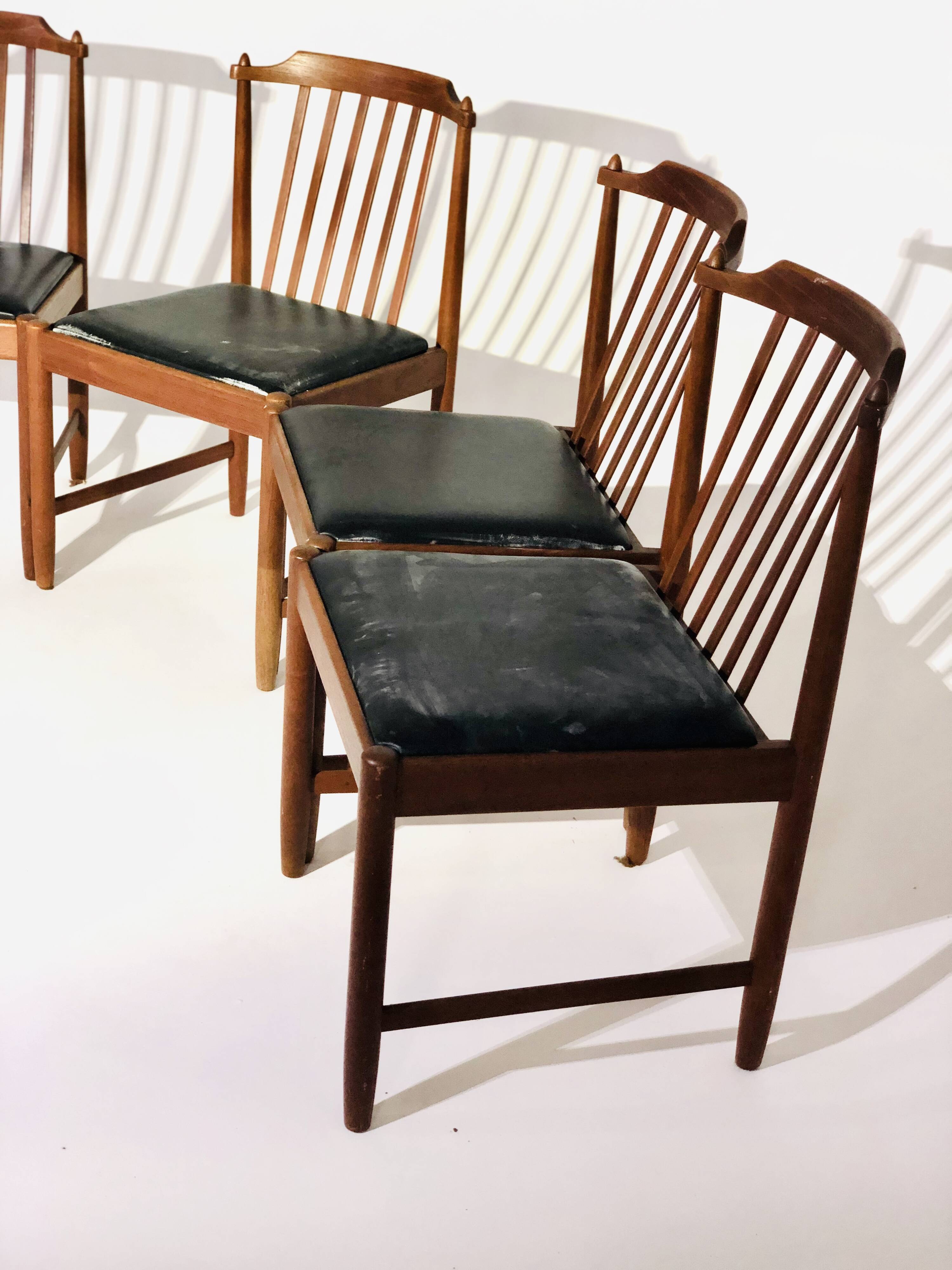 Set of 5 chairs in rosewood and leather seat BREOX edition - 1960