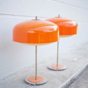 Pair of orange mushroom lamp, bedside lamp, vintage lamp, retro, seventies