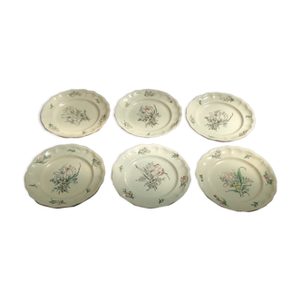 Lot of 6 old flat plates Lunéville model China in earthenware dimension: D-24cm- height -2,5