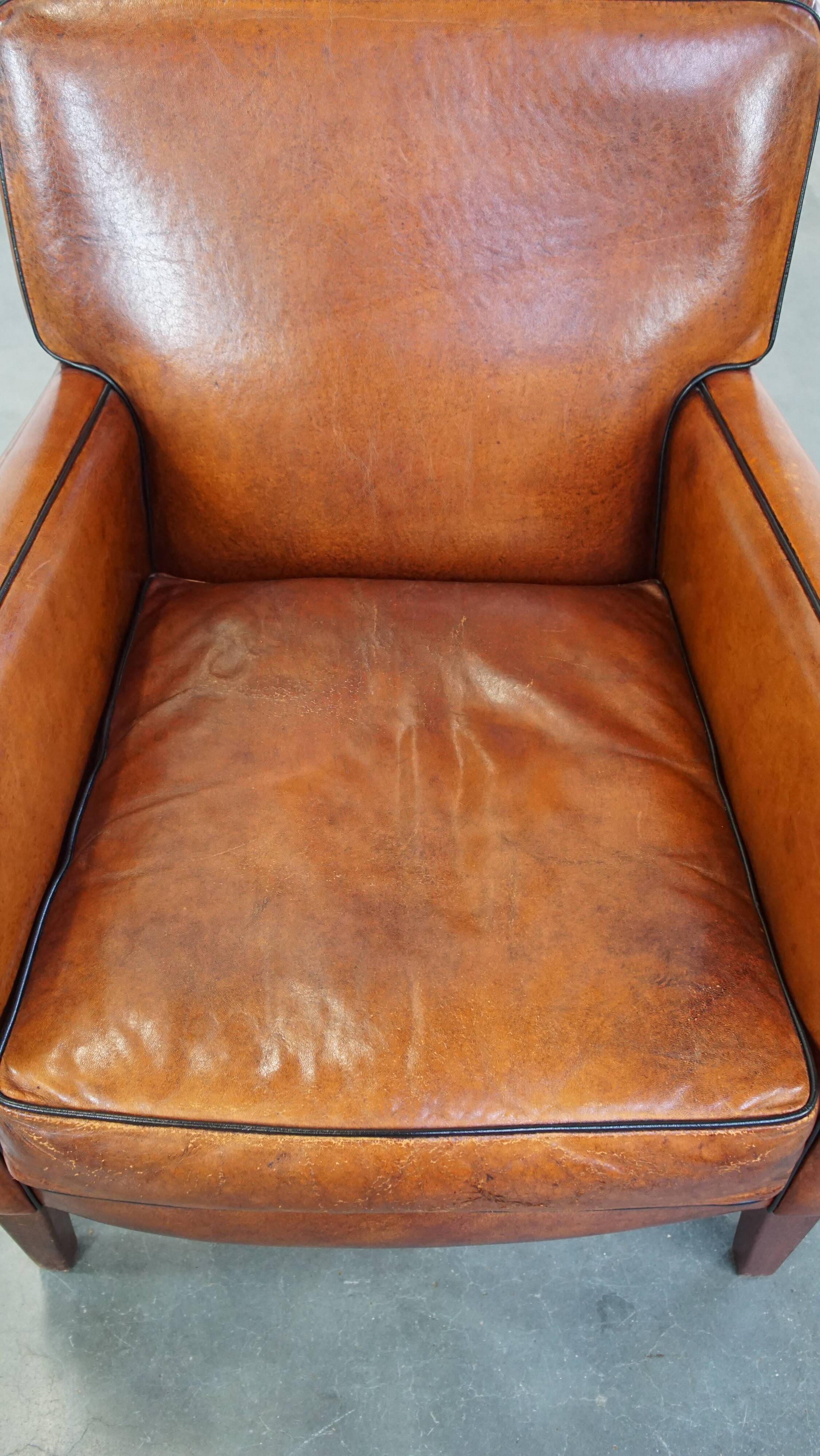 Sheepskin leather armchair