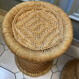 Vintage 70'S rattan and rope stools
