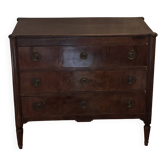 Antique commode with 3 drawers in Empire/Restoration style, with bronze corded handles.