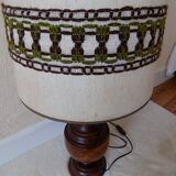 lampe de sol vintage pied en bois tourné