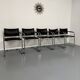 Lot of 5 tubular metal leather chairs, Bauhaus design, vintage 1970s.