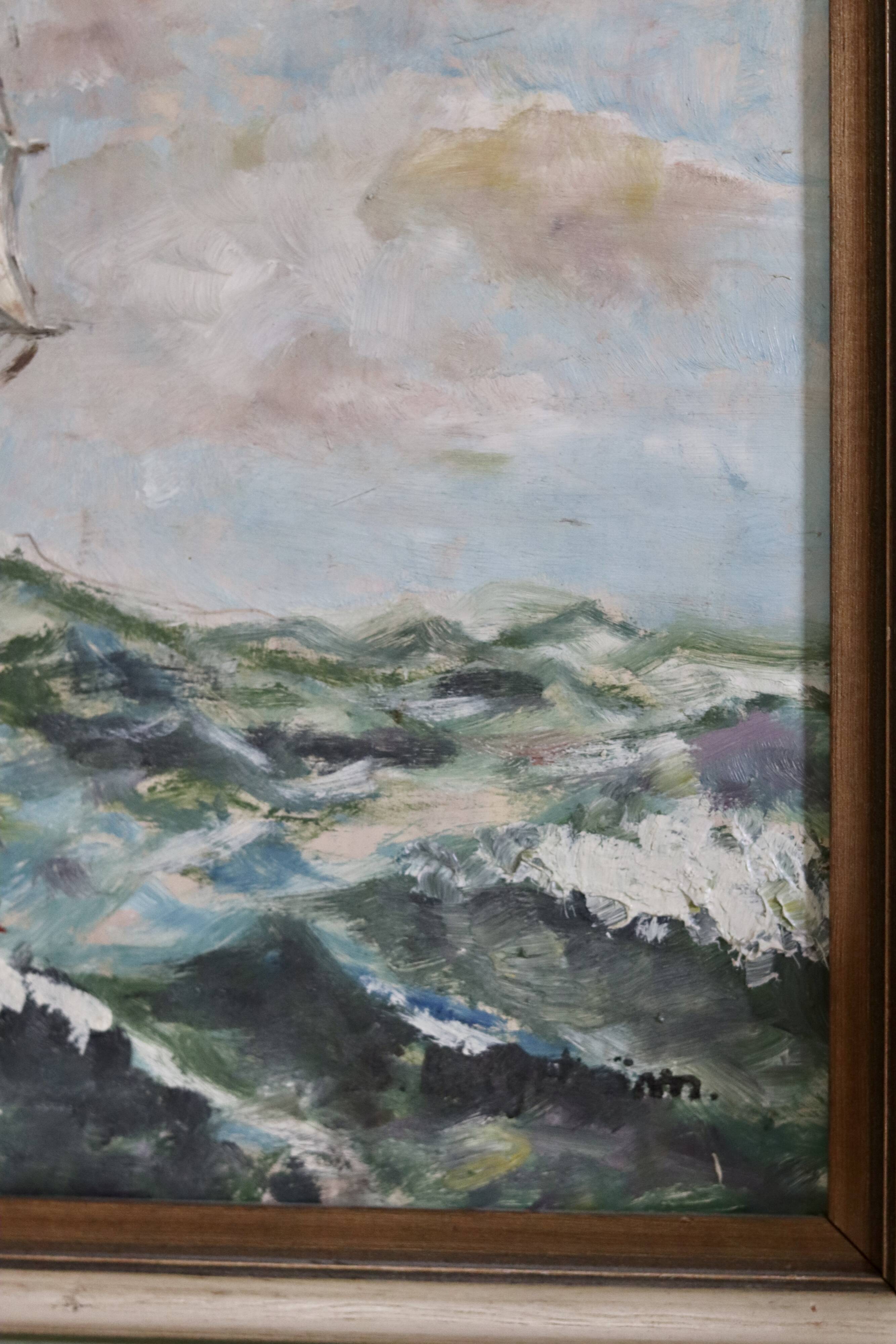 Swedish Mid-Century Oil on Canvas " Blåklocka" by S. Borgström