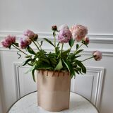 Ceramic and rattan vase 70s