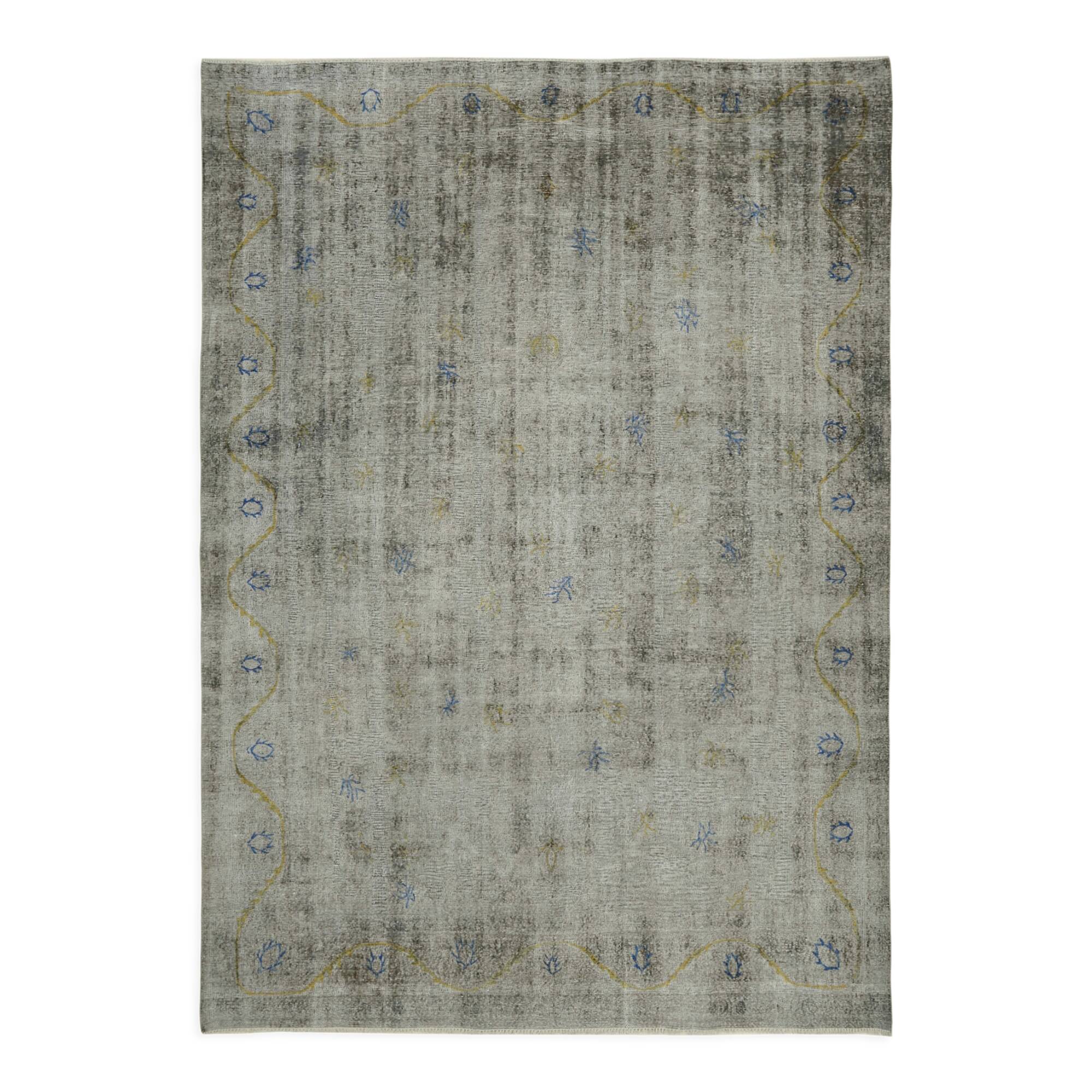 Handmade oriental 1980s 268 cm x 365 cm grey wool carpet