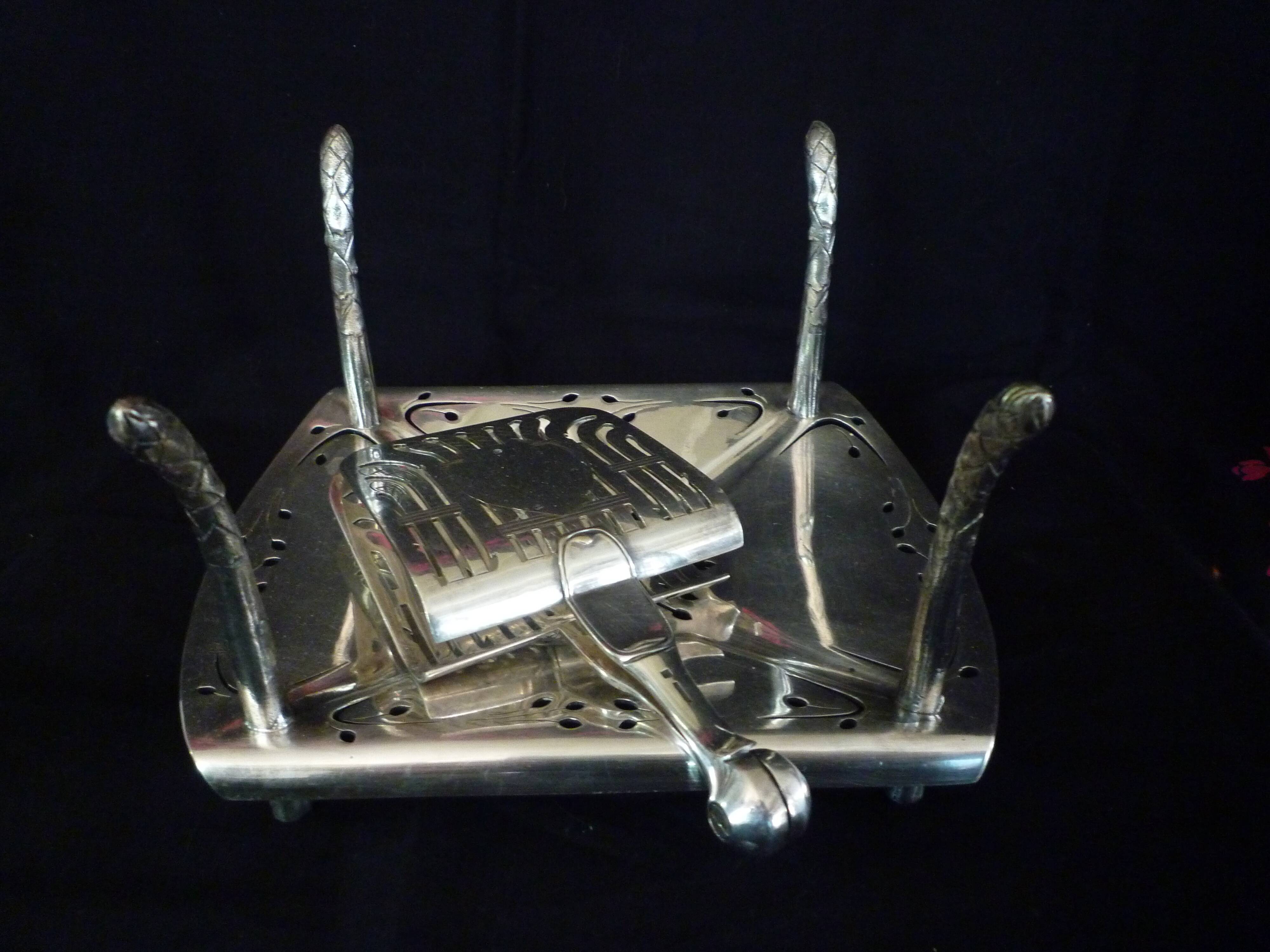 Maison Christofle White Metal Asparagus Dish and Tongs