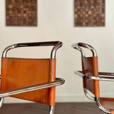 Pair of MR20 armchairs by Ludwig Mies van der Rohe, 1970s edition