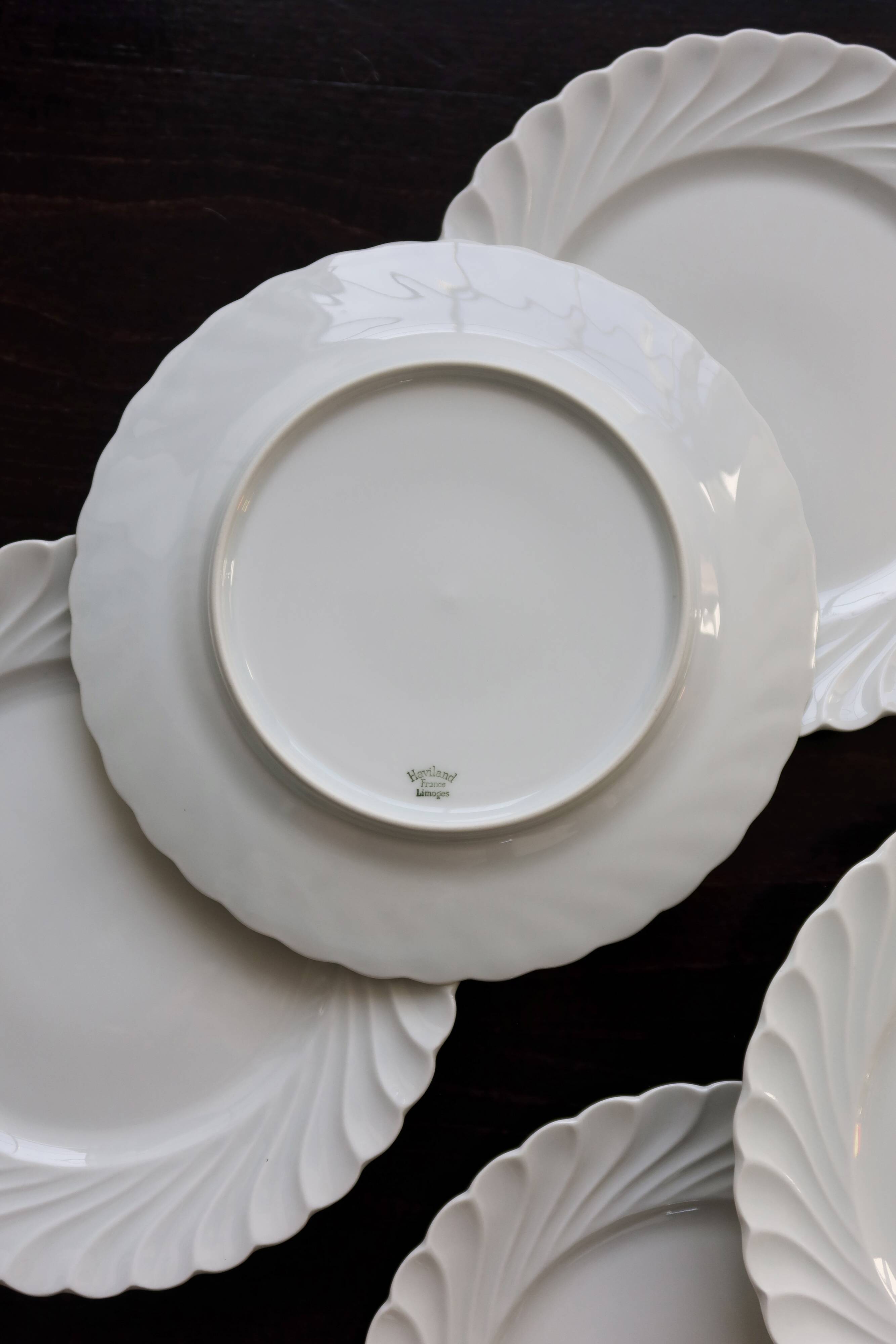 6 vintage white porcelain twisted Limoges Haviland dinner plates