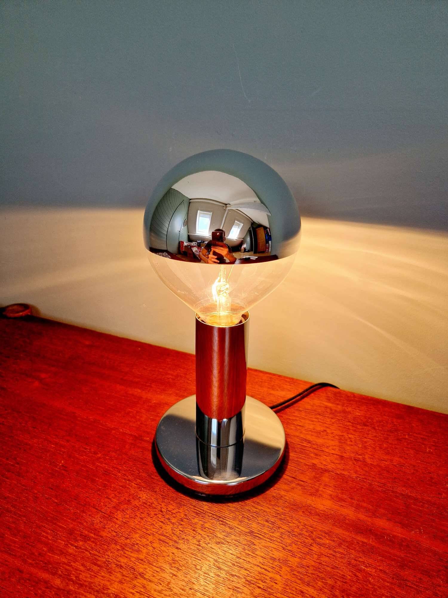 Space Age chrome metal table lamp, 1970s