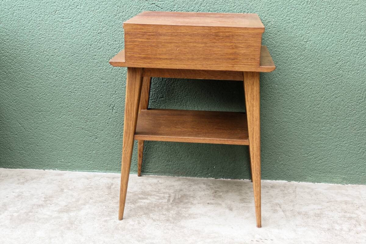 Pair of bedside tables, 1950s, compass legs