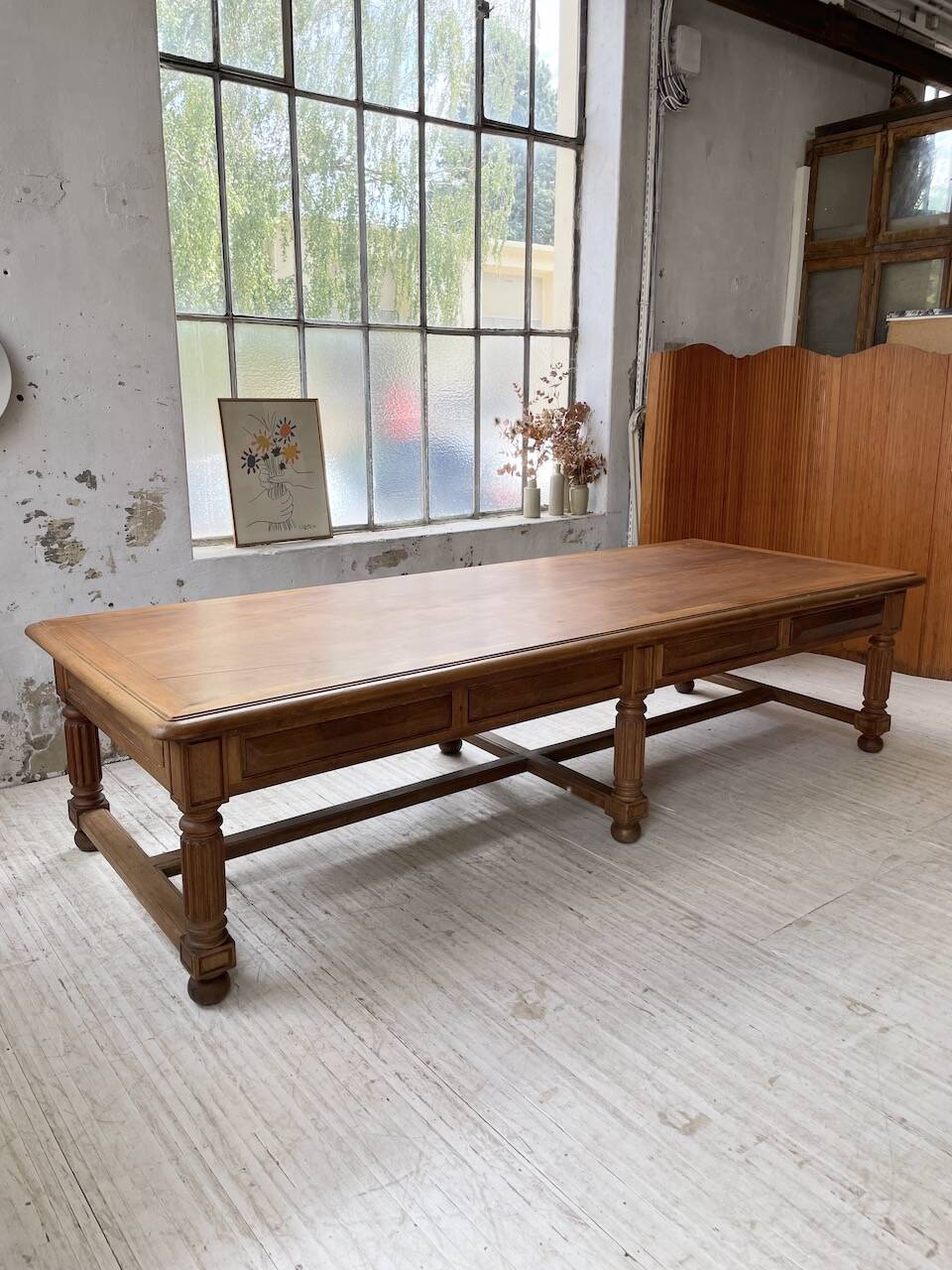 Solid walnut farmhouse castle table 1900 XXL